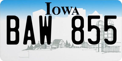 IA license plate BAW855
