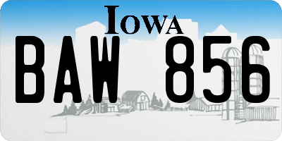 IA license plate BAW856