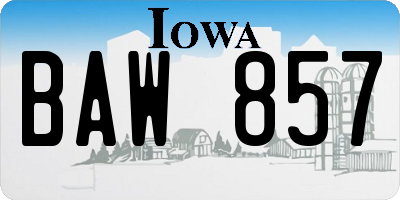 IA license plate BAW857