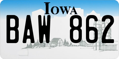 IA license plate BAW862