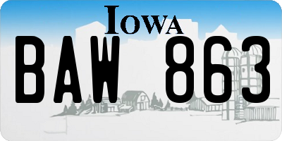 IA license plate BAW863
