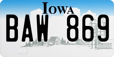 IA license plate BAW869