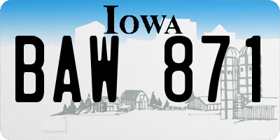 IA license plate BAW871