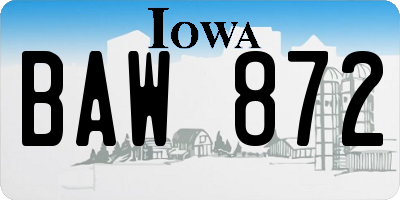 IA license plate BAW872