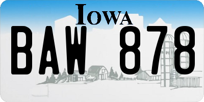 IA license plate BAW878