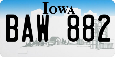 IA license plate BAW882