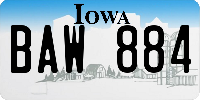 IA license plate BAW884