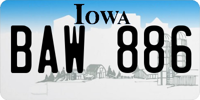 IA license plate BAW886