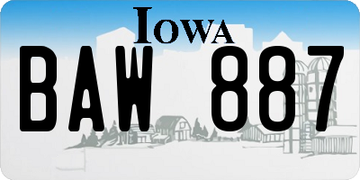 IA license plate BAW887