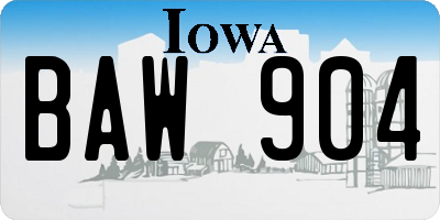 IA license plate BAW904
