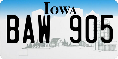 IA license plate BAW905