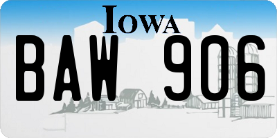 IA license plate BAW906