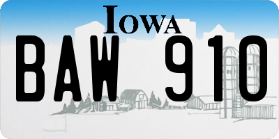 IA license plate BAW910