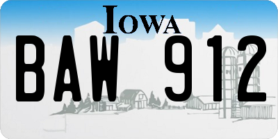 IA license plate BAW912