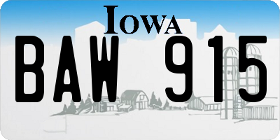 IA license plate BAW915