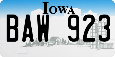 IA license plate BAW923