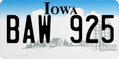 IA license plate BAW925