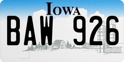 IA license plate BAW926