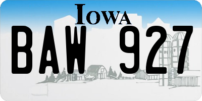 IA license plate BAW927