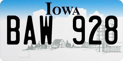 IA license plate BAW928