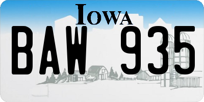IA license plate BAW935