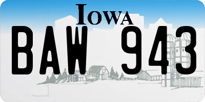 IA license plate BAW943