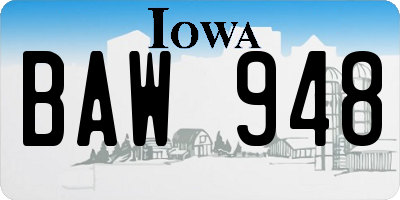 IA license plate BAW948
