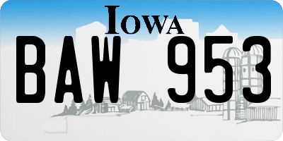 IA license plate BAW953
