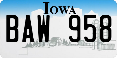 IA license plate BAW958
