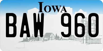 IA license plate BAW960