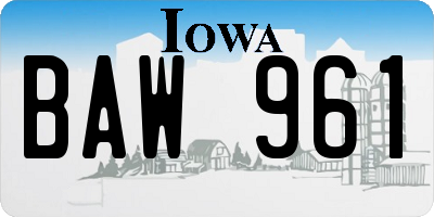 IA license plate BAW961