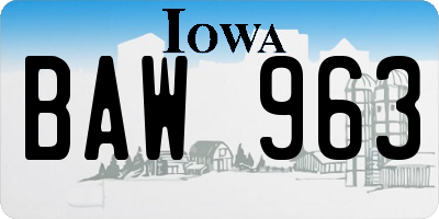 IA license plate BAW963