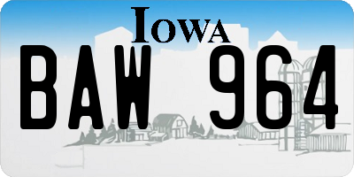 IA license plate BAW964