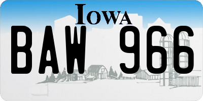 IA license plate BAW966