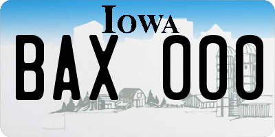 IA license plate BAX000