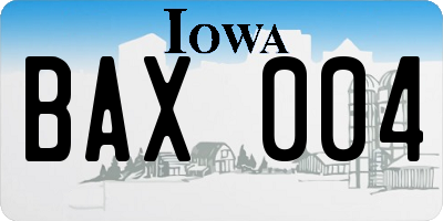 IA license plate BAX004