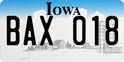 IA license plate BAX018