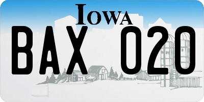 IA license plate BAX020
