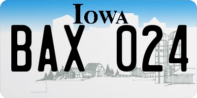 IA license plate BAX024
