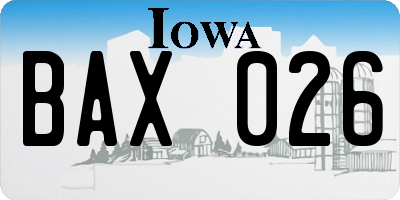 IA license plate BAX026