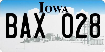 IA license plate BAX028