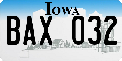 IA license plate BAX032