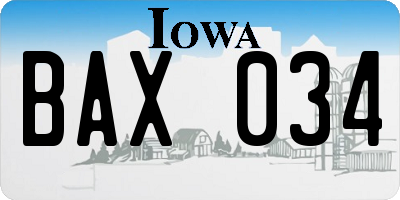 IA license plate BAX034