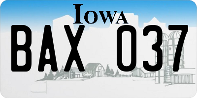 IA license plate BAX037