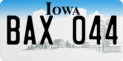 IA license plate BAX044