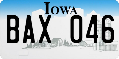IA license plate BAX046