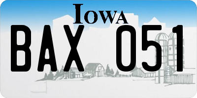 IA license plate BAX051