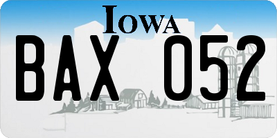 IA license plate BAX052