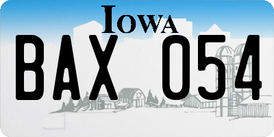 IA license plate BAX054