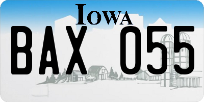IA license plate BAX055